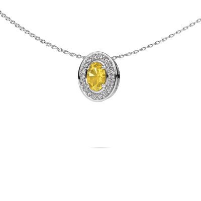 Necklace Madelon 585 white gold yellow sapphire 6x4 mm