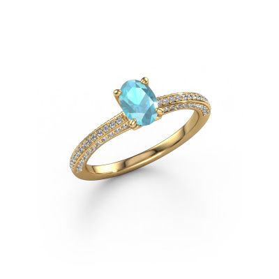 Bague de fiançailles Elenore ovl 585 or jaune topaze bleue 6.5x4.5 mm