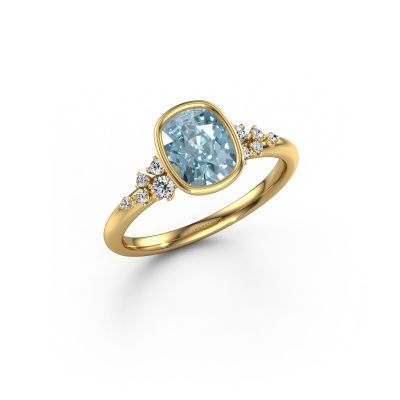 Engagement ring Aliyah CSH 585 gold blue lab grown diamond 7.4x5.8 mm
