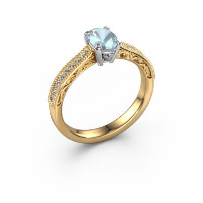 Engagement ring Shonta OVL 585 gold aquamarine 7x5 mm