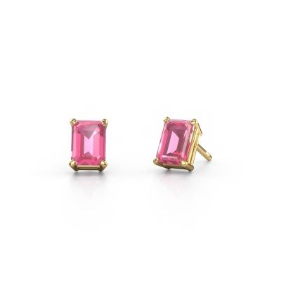 Clous d'oreilles Sam EME 585 or jaune saphir rose 7x5 mm