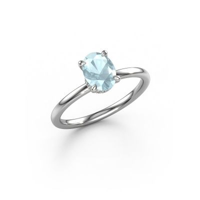 Engagement ring Crystal OVL 3 950 platinum aquamarine 7,5x5,5 mm