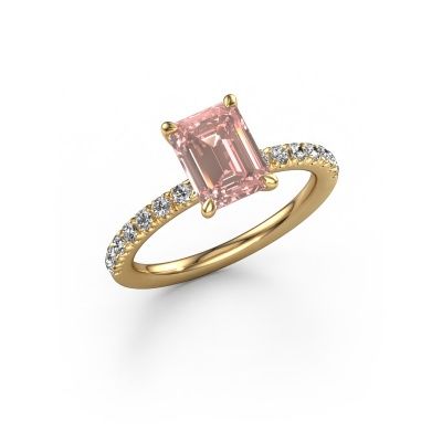 Engagement ring Crystal EME 2 585 gold pink lab grown diamond 8x6 mm