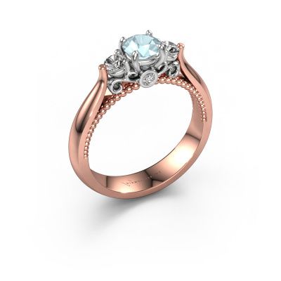 Engagement ring Tiffani 585 rose gold aquamarine 5 mm