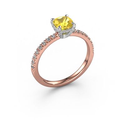 Bague de fiançailles Saskia 1 cus 585 or rose saphir jaune 5.5 mm
