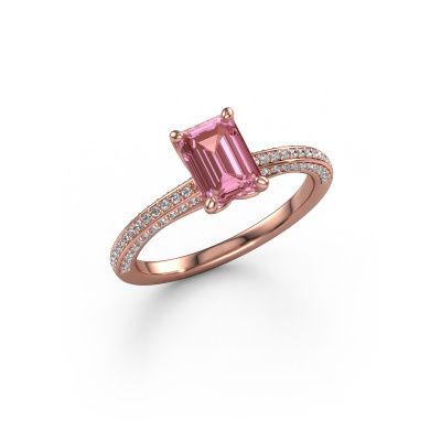 Engagement ring Elenore eme 585 rose gold pink lab grown diamond 7x5 mm