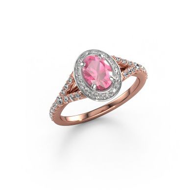 Engagement ring Pamela OVL 585 rose gold pink sapphire 7x5 mm
