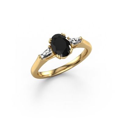 Engagement ring Indy OVL 585 gold black diamond 1.820 crt