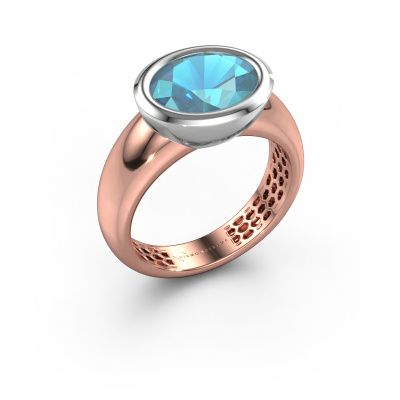 Ring Evelyne 585 Roségold Blau Topas 10x8 mm