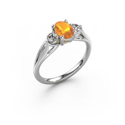 Bague de fiançailles Amie OVL 950 platine citrine 7x5 mm