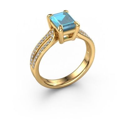 Engagement ring Antonia eme 2 585 gold blue topaz 8x6 mm