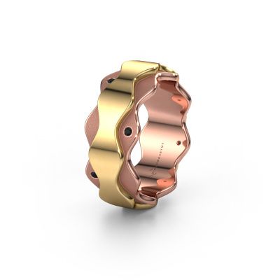 Trouwring WH2034P 585 rosé goud zwarte diamant ±7x2.4 mm