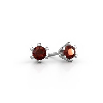 Clous d'oreilles Shana 950 platine grenat 4 mm