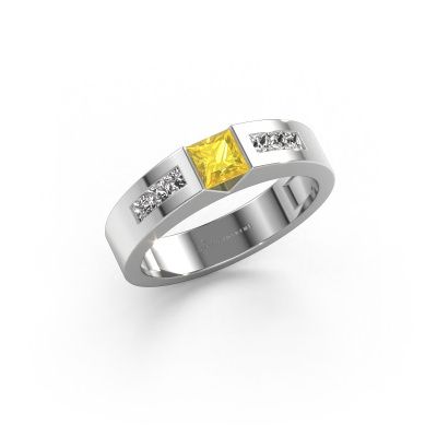 Engagement ring Arlena 2 950 platinum yellow sapphire 4 mm