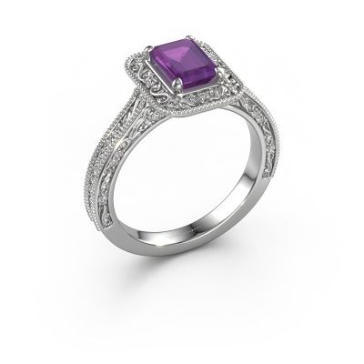 Engagement ring Alice EME 950 platinum amethyst 7x5 mm