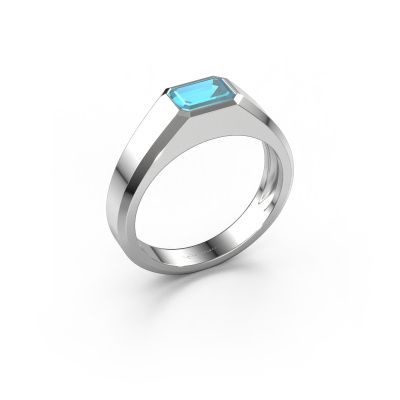Men's ring Dylan 1 950 platinum blue topaz 7x5 mm