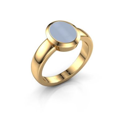 Signet ring Freeda 1 585 gold light blue sardonyx 10x8 mm