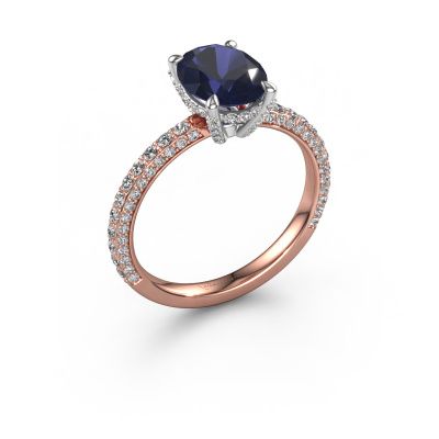 Engagement ring Saskia 2 ovl 585 rose gold sapphire 9x7 mm