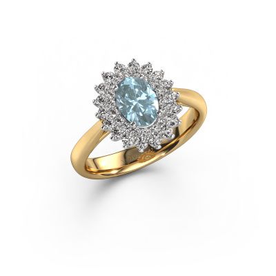 Engagement ring Alina 1 585 gold blue lab grown diamond 7x5 mm