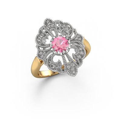 Bague de fiançailles Naida 585 or jaune saphir rose 5 mm