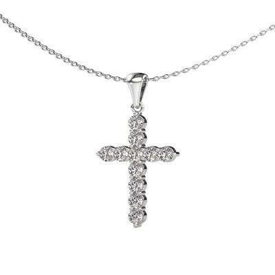 Pendant Cross 585 white gold custom diamond 2.5 mm