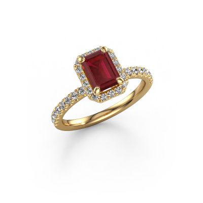 Engagement ring Miranda eme 585 gold ruby 7x5 mm