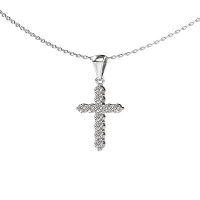Anhänger Cross 950 Platin Diamant 0.330 crt