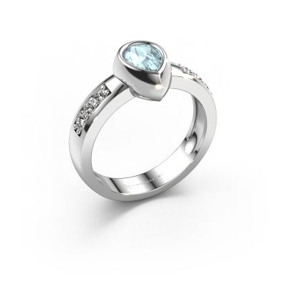 Ring Charlotte Pear 585 Weißgold Aquamarin 8x5 mm