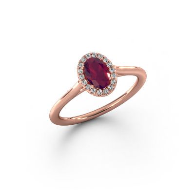 Engagement ring Seline ovl 1 585 rose gold rhodolite 6x4 mm