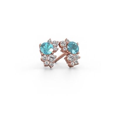 Clous d'oreilles Veronica 585 or rose topaze bleue 4.2 mm