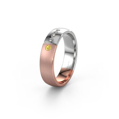 Wedding ring WH1101L25SAMP 585 rose gold yellow sapphire ±0.20x0.07 in