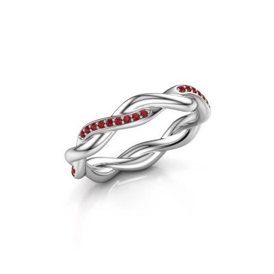 Stackable ring Swing half 950 platinum ruby 1 mm