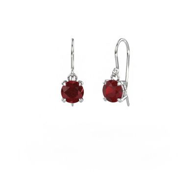 Pendants d'oreilles Laurie RND 1 950 platine rubis 6 mm