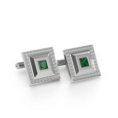 Cufflinks Joris 585 white gold emerald 4 mm