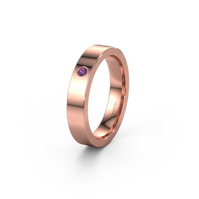 Huwelijksring WH0101L14BP 585 rosé goud amethist ±4x2 mm