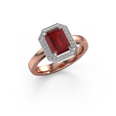 Engagement ring Dodie 1 eme 585 rose gold ruby 8x6 mm