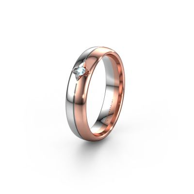 Wedding ring WH0221L35X 585 rose gold aquamarine ±0.20x0.06 in