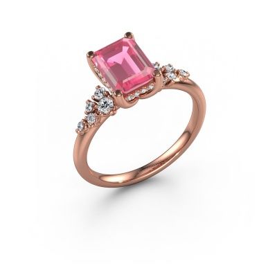 Bague de fiançailles Emma EME 585 or rose saphir rose 8x6 mm