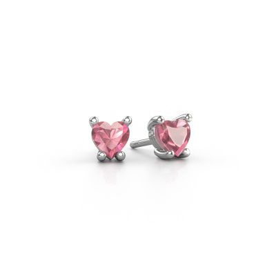 Earrings Sam Heart 585 white gold tourmaline pink 5 mm
