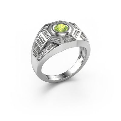 Herrenring Enzo 585 Weißgold Peridot 5 mm