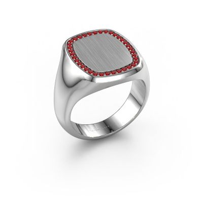Men's ring Floris Cushion 4 585 white gold ruby 1.2 mm