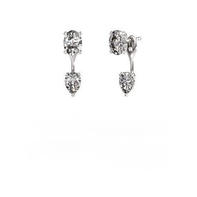 Pendants d'oreilles Kate OVL-PER 950 platine diamant synthétique 2.70 crt