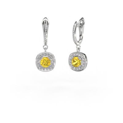 Pendants d'oreilles Marlotte 2 585 or blanc saphir jaune 5 mm