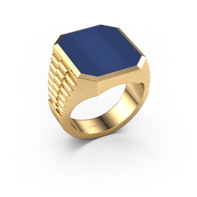 Chevalière Brent 5 585 or jaune lapis lazuli 18x15 mm