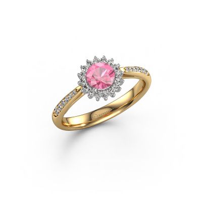 Bague de fiançailles Tilly RND 2 585 or jaune saphir rose 5 mm