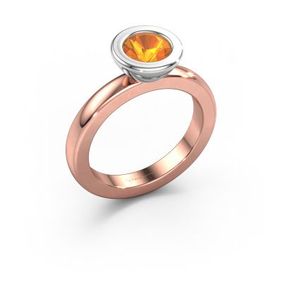 Bague superposée Eloise Round 585 or rose citrine 6 mm