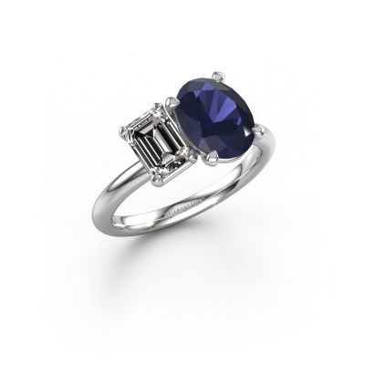 Engagement ring Toi et Moi OVL-EME 585 white gold sapphire 9x7 mm