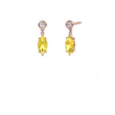 Pendants d'oreilles Lacey MRQ 585 or rose saphir jaune 10x5 mm