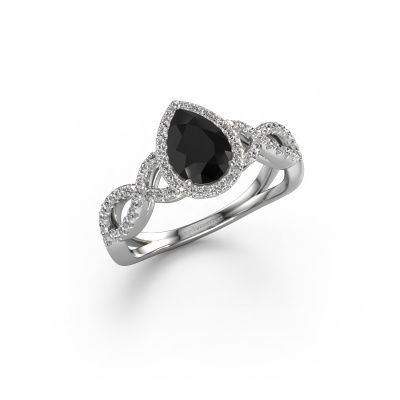 Verlobungsring Dionne pear 950 Platin Schwarz Diamant 1.34 crt