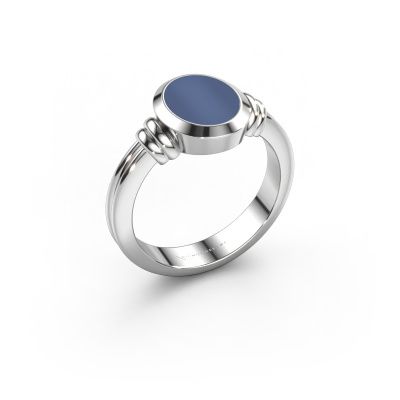 Pinkring Jake 1 950 platina blauw lagensteen 10x8 mm